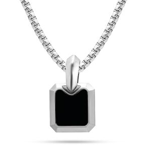 RTZN® Black Onyx Necklace for Men – Premium Dog Tag Black Onyx Mens Pendant Necklaces with Stainless Steel Box Chain 22" Inch + 2" Extension