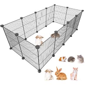 Pet Playpen Pet Fence Hamster Playpen, Guinea Pig Playpen Small Animal Playpen Portable Playpen, Rabbit Playpen Guinea Pig Cages, Metal Wire Fence for Puppys Rabbit Kitten Hedgehog, Portable (Black) in Saudi Arabia