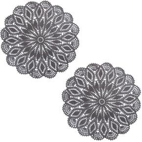 BIBITIME Handmade Crochet Round Lace Doilies 19.5 in to 21.5 in Bohemia Lamp Sofa Decor Cover Wedding Placemat Kitchen Tablecloth (Pack of 1PC, Dark Purple)