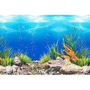Fish tank background, high-definition image, 3D three-dimensional fish tank wallpaper background painting, double-sided aquarium decoration fish tank stickers (Type A)