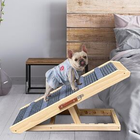 IKARE Dog Ramp for Bed, 31" Long Wooden Foldable Dog Steps, Portable Pet Ramp for Small Dogs & Cats, Cat Ramp, Dog Ramps for Couch, Sofa, Car, SUV - 3 Adjustable Height from 9.5" to 14.6"