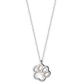 Cute Cat Paw Print Pendant Necklace 925 Sterling Silver White Shell Kitten Dog Puppy Animal Pet Adjustable Chain Choker Necelaces for Women Girls Daughter Dainty Jewelry Gifts Christmas