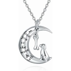 Dreamboat Dog Necklace for Women Crescent Moon Necklace Sterling Silver Hypoallergenic Pet Memorial Necklace Animal Jewelry Dog Memorial Gifts for Loss of Dog