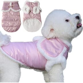 Vecomfy Shawl Dog Coat for Small Dogs Fleece Lining Warm Dog Jackets for Winter Pink M in Kuwait
