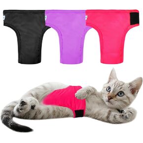 Paw Legend Cat Diapers for Male Cats Spraying Washable Reusable Kitten Diapers for Cats Incontinence Pet Diapers (3 Pack, Medium)