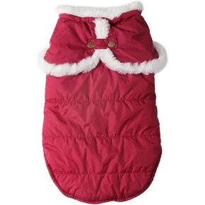 Vecomfy Shawl Dog Coat for Small Dogs Fleece Lining Warm Dog Jackets for Winter Pink M
