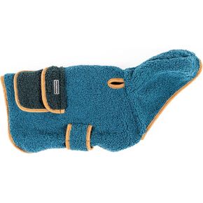 Wilderdog Double-layered Hooded Sherpa Fleece Dog Jacket with Belly Strap, Leash Hole, Back Snap Pocket