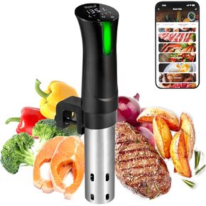 WiFi-Enabled Sous Vide Cooker with Immersion Circulators, Precision Cooking, Recipe Library, and Digital Temperature/Time Display Control, 1100W