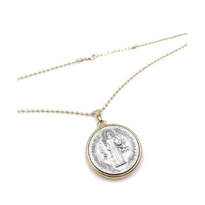 St Benedict Necklace Gold Plated Chain 17.2 Inches 45cm Medalla San Benito