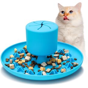 Cat Slow Feeder,2 in 1 Slow Feeder Cat Bowl,Suction Cup Cat Slow Feeder Bowl,Cat Treat Dispenser & Licking Bowl Combination,Silicone Cat Feeding Bowls,Dishwasher Safe Cat Interactive Feeder for Cat