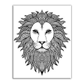 Lion Head Coloring Canvas For Adults, Pre-printed Stretched primed canvas to color 8 x 10 Inches