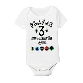 Magic Nerd Baby Player 3 Entered the Game 3-6 Months MTG Funny Bodysuit Onesie Parents Mana Symbols Infant Newborn Gathering Shirt Gamer Dad Gift PLAYER336SS