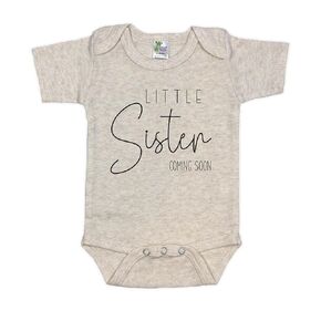 Little Sister Coming Soon - Pregnancy Announcement Infant Bodysuit - Gender Reveal Suprise (White)