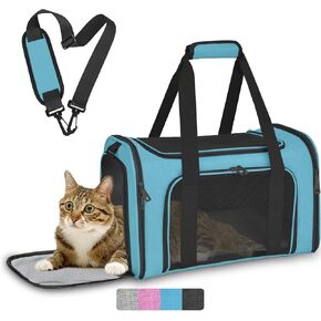 Collapsible Cat Carrier Soft Sided Bag for Small Dog 0-15 lbs, TSA Approved Pet Carrier Airline Approved Dog Carriers for Small Dogs Carrier, Small Pet Carrier for Cat Travel Carrier -M, Gray