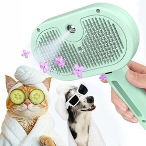 Cat Steam Brush 2024 NEW- Steamy Cat Dog Brush with Release Button and Cool Mist, 3 In 1 Water Brush for Indoor Cat and Dog, Steam Pet Brush for Shedding, Pet Hair Removal Comb with Water Tank (White) in Saudi Arabia