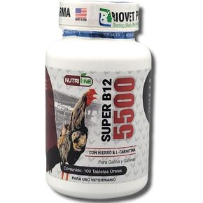 Super B12 5500 Con Hierro L -Carnitina Booster للديك - مكملات غذائية للدواجن والدجاج والدجاج FARMAVET BIOVETPHARMA LUVAROBLLC
