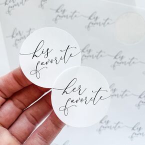 His and Her Favorite Sticker - His and Her Wedding Favor Stickers - His and Her Candy Bag Stickers - Set of 80, 40 His and 40 Hers -His Favortie Her Favorite