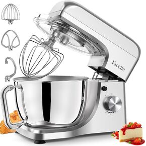 Stand Mixer, Facelle 5.5Qt Mixers Kitchen Electric, 10+P Speed Tilt-Head Cake Mixer for Daily Use Baking with Stainless Steel Bowl, Dough Hook, Wire Whisk, Flat Beater, Spatula