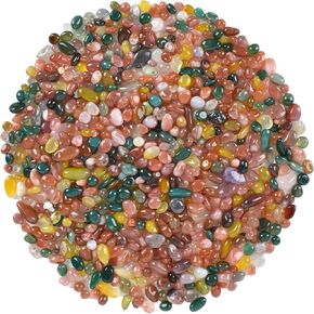 Natural Polished Colorful Tumbled Stones, Agate Tumbled Chips Stone Irregular Shaped Small Gemstone Bulk for Jewelry DIY Vase Filler Aquarium Healing Stones Decoration