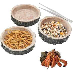 3 Pack Reptile Water Dish Food Bowls, Hermit Crab Food Dish, Bearded Dragon Water Bowl, Suitable for Hermit Crab Bearded Dragon Lizard Gecko Tortoise Turtle Frog Leopard Crested Gecko