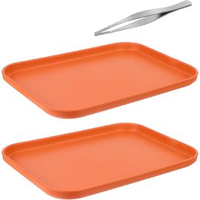 2 Pieces Reptile Food Water Dish, Reptile Feeding Bowl, Tortoise Feeding Dish, Plastic Pets Feeding Plate with 1Pcs Forcep, Crawl Pet Basking Platform for Turtle Lizard Bearded Dragon Gecko Snake