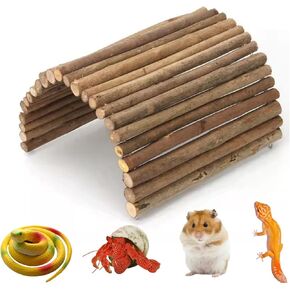 Hermit Crab Hideout,Hermit Crab Climbing Toys, Wooden Reptile Hideout, Climb Bridges for Lizard Chameleon Hamster Rats Chinchilla Guinea Pig Rabbit Bearded Dragon