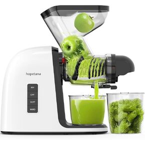 Cold Press Juicer, 3" Wide Dual Feed Chute Slow Masticating Juicer Machines with Reverse Function, Celery Juice Maker Extractor For Vegetable and Fruit, Easy to Clean, Matte White