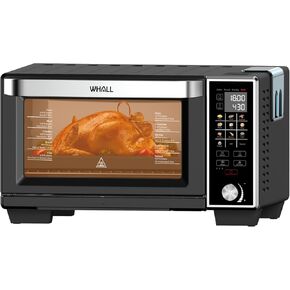فرن مقلاة هوائية من وول، فرن حراري ذكي كبير الحجم ماكس XL بسعة 30 لتر، فرن محمصة 11 في 1 مع وظيفة البخار، بيتزا 12 بوصة، 6 شرائح من الخبز المحمص، 4 ملحقات متضمنة، ستانلس ستيل / 1700 وات، أسود in Kuwait