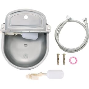 وعاء مياه الشرب التلقائي للحيوانات مع خرطوم أنبوب 39 بوصة (1/2 بوصة + 3/4 بوصة نهايات)، 2 صمامات عائمة، 2 مسمار توسيع، شريط خام، 304 من الفولاذ المقاوم للصدأ للكلاب والحصان والماعز والبقرة (مع فتحة تصريف) in Kuwait