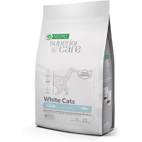 Nature's Protection Superior Care White Cats Grain Free Dry Cat Food with Herring Adult All Breeds Light Coated Cats No Tear Stains No Hairball 3,3 lb.