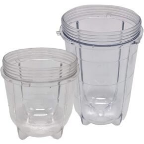 Replacement 16oz tall cup and 12oz short cups set for Magic bullet,MB1001/MB 1001B/MBR-1701 /MBR-1702 /MBR-1101 /MB-BX1770-02/MBR-030 Fits Original Magic Bullet Blender Juicer,e(1tall cup+1 short cup)