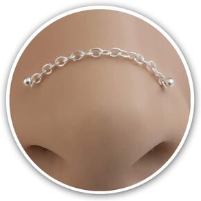 ثقب سلسلة الأنف عبر الأنف - سلسلة الأنف من الفضة الاسترليني ترصيع حلقات سلسلة الأنف للنساء (الفضة الاسترليني) in Kuwait