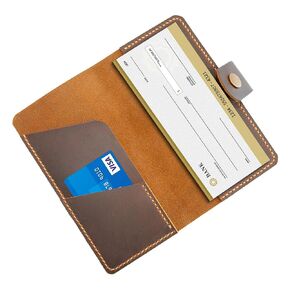 checkbook cover, Leather checkbook holder, Checkbook cover handmade, Custom Duplicate Checkbook Cover For Women and Men (Brown)