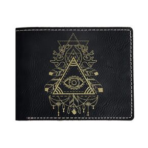 Engraved Leather Wallet: Third Eye Design, Unique Gift for Holidays - Perfect for Dad, Mom, Brother, Sister, Friend, Teacher on Christmas