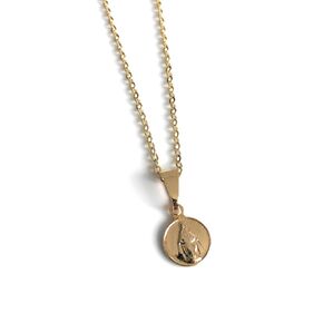 SIFRIMANIA 18K Gold Plated Miraculous Medal Necklaces for Women Petite Lady of Grace Pendant Chain (Oval)