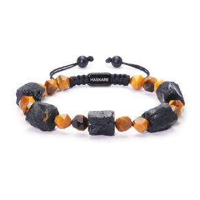 Protection Crystals Beaded Bracelets for Men - HASKARE Unique Tigers Eye Raw Black Tourmaline Stone Bracelet for Ultimate Protection, Stretch Handcrafted Men Bracelet Energy Beads Bracelet for Men