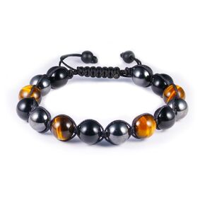 Triple Protection Bracelet Gift Bracelet for Men, HASKARE Natural Crystal Beads Bracelet Tiger Eye Obsidian Hematite Stone Bracelet, Handmade Mens Jewelry Beaded Bracelet for Protection Anxiety Relax