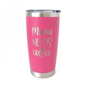 Mama Needs Coffee Tumbler for Women, Funny Coffee Mug for Mom, 20oz Stainless Steel Travel Mug with Lid (Teal)