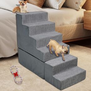سلالم الكلاب للأسرة المرتفعة بارتفاع 76.2 سم، خطوات للكلاب/القطط الصغيرة مكونة من 6 خطوات، سلالم للحيوانات الأليفة/درجات للحيوانات الأليفة للأسرّة المرتفعة/التسلق بجانب السرير، سلالم للكلاب المتوازنة غير قابلة للانزلاق للكلاب الكبيرة في السن/القطط المصابة in Kuwait