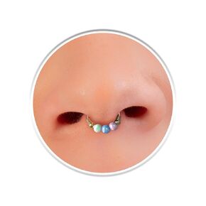 Fake Septum Piercing Ring With Opals - 24 Gauge 14k Gold Filled Faux Septum Hoop - Pink Opal Blue Opal White Opal