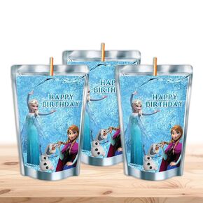 Freeze Waterproof Juice Pouch Labels - 12-Pack - Fits Most Brands, Perfect for Parties! (Elsa & Anna Custom)