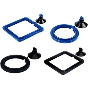 4 Pcs Fish Feeding Ring Square and Round Aquarium Fish Feeding Ring Floating Food Feeder, with Suction Cup