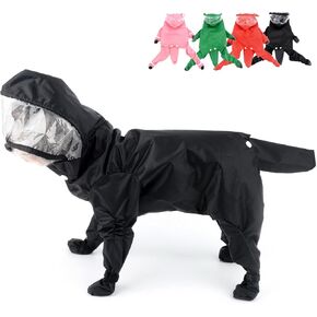 Zunea Waterproof Dog Raincoat with Hood for Small Dogs Rain Poncho Jumpsuit with Rain Boots Puppy Hooded Slicker Rainwear Four-legged Pet Rain Jacket for Walking Pink M