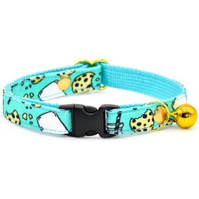 Foodie Cat Collar, Safety Breakaway Kitten Collar, Milk & Cookie Yellow Background, XXS (6" - 10")