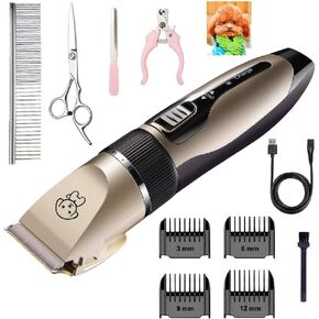Dog Grooming Kit Pet Shaver Clippers Low Noise Rechargeable Cordless Electric Quiet Hair Clippers Set for Dogs Cats Pet