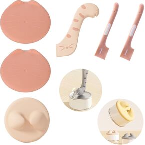 6 Pcs Pet Food Suppliers Can Lid& Can Opener,Cat Food Spoon for Wet Food & Dog Food Cover Lids for Cans,Multi-function Pet Can Opener,Silicone Feeding Cat Spoon