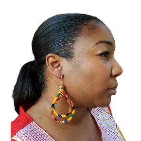 African-inspired Women's Hoop Earrings - Cloth, Ankara, Kente, Afrocentric Styles.