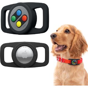 elago Airtag Pet Collar W5 Case Compatible with Apple AirTag - Drop Protection Keychain, Cute Design (Track Dogs, Keys, Backpacks, Purses) Tracking Device Not Included (Black)