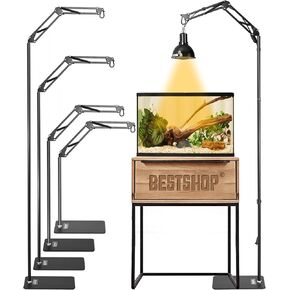 Reptile Lamp Stand, Heat Lamp Stand (15.7 to 74.3 inch) with Adjustable 360° Swing Arm for Terrarium, Reptile Heat Lamp Stand for Bearded Dragons, Turtles, and Chameleons (Black)