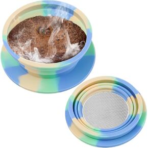 Collapsible Travel Pour Over Coffee Dripper Kit Single Cup, Paperless Camping Pour Over Coffee Maker with Metal Filter, Backpacking Manual Coffee Maker for Camping Coffee